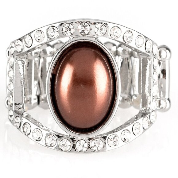 Radiating Riches - Brown Stretchy Band Ring - Picture 2 of 2